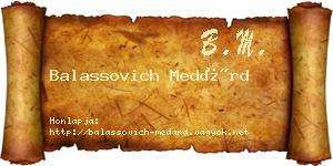 Balassovich Medárd névjegykártya